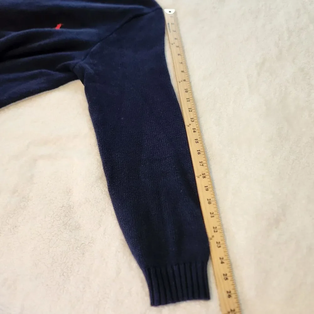 Vintage Polo Ralph Lauren Navy Blue Red Pony L/S Sweater Mens Size XL Hong Kong